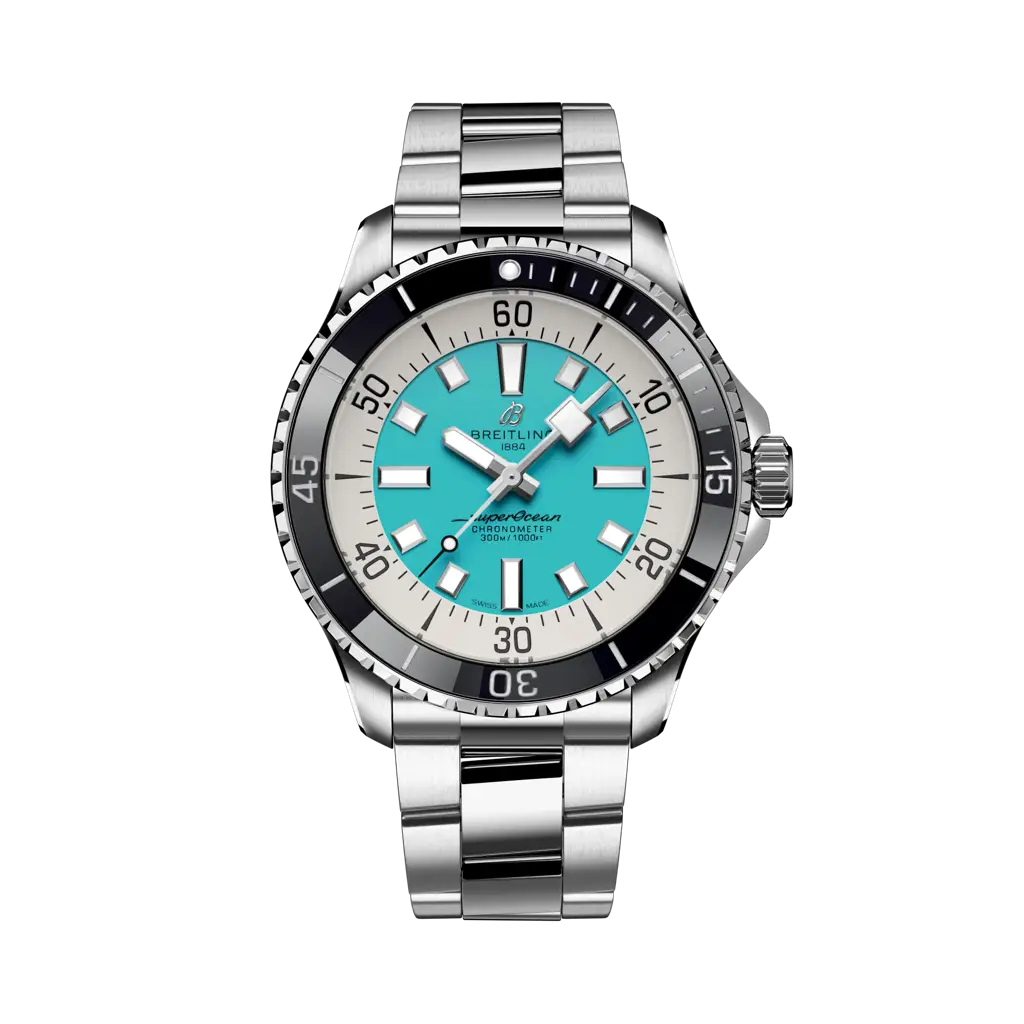 Breitling Superocean Automatic 44 mm White And Sky Blue Dial Stainless Steel Bracelet A17376211L2A1