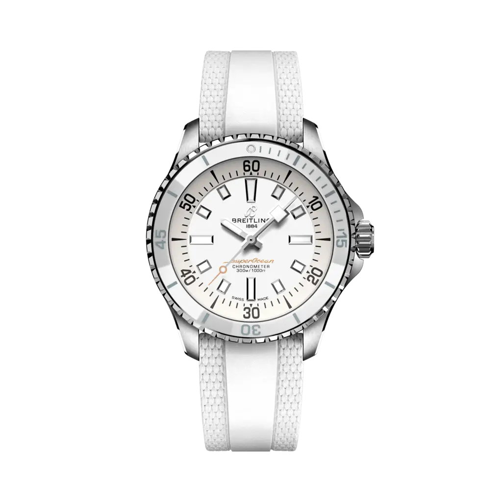 Breitling Superocean Automatic 36 mm  White Dial Stainless Steel Rubber White  Strap A17377211A1S1