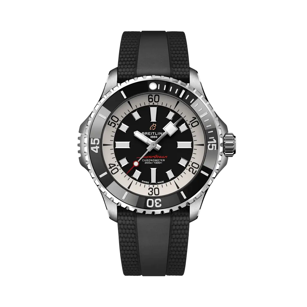 Breitling Superocean Automatic 46 mm Black Dial Stainless Steel Black Rubber Strap A17378211B1S1