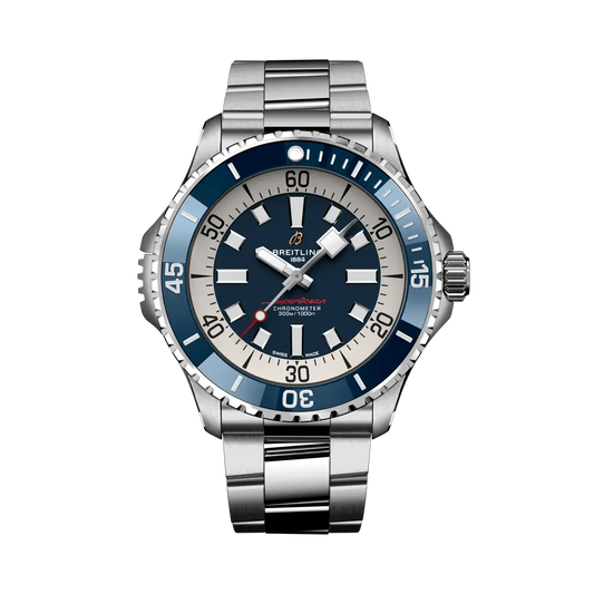 Breitling Superocean Automatic 46 mm  White And Blue Dial Stainless Steel Bracelet A17378E71C1A1