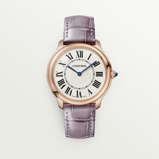 Cartier Ronde Louis 36 mm 18k Rose Gold Beige Dial Semi-Matte Purple Alligator Leather WGRN0012