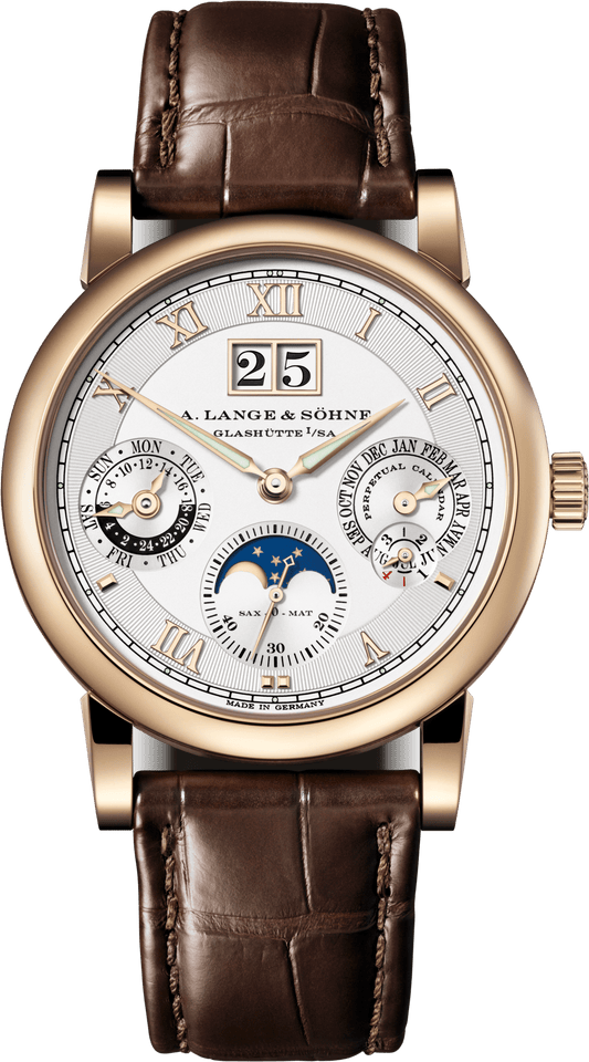 Alange-Soehne LANGEMATIK PERPETUAL HONEYGOLD 38.5 mm Silver Dial 18-Carat Honeygold® Alligator Leather Strap 310.050 E / LSLS3106AA