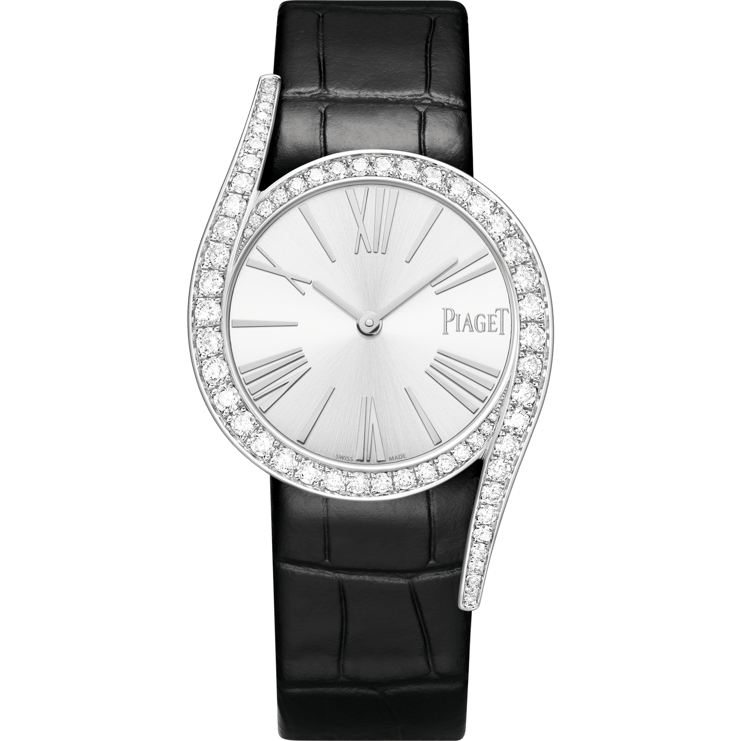 Piaget Limelight Gala watch 32 mm Silver Dial with Diamonds 18K White Gold Alligator Strap G0A48360