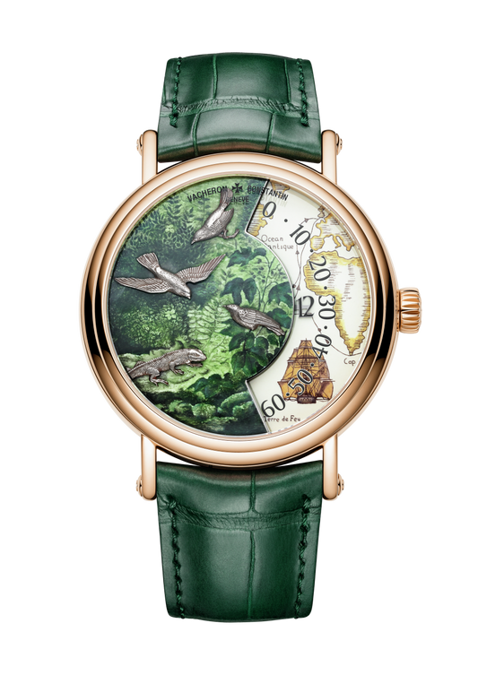 Vacheron Constantin Métiers d'Art Tribute to Explorer Naturalists - Cape of Good Hope 41 mm Green Dial 18K Pink Gold Alligator Leather Strap 7500U/000R-B994