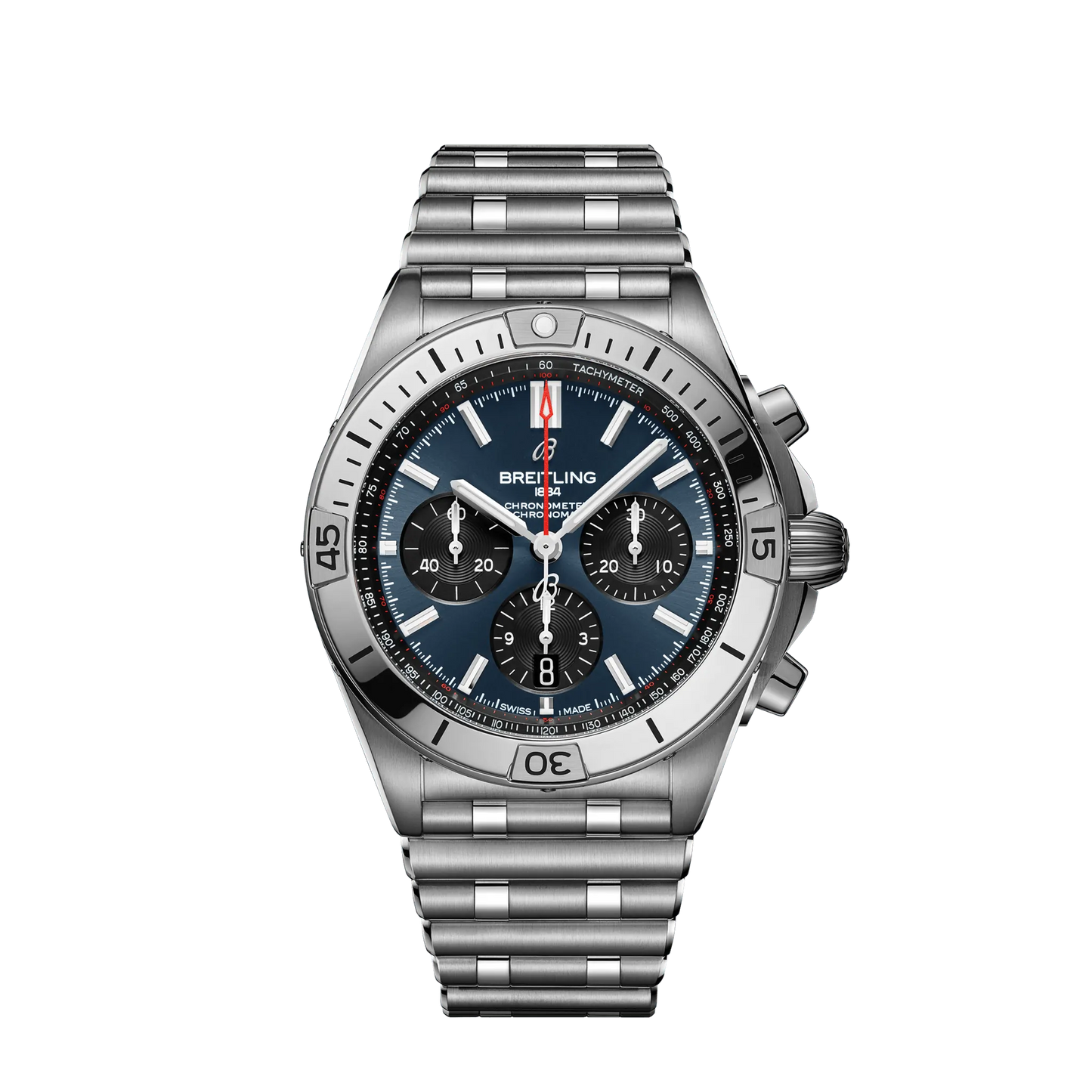 Breitling Chronomat B01 42 42.0 mm Blue and Black Dial Stainless Steel Metal Bracelet AB0134101C1A1