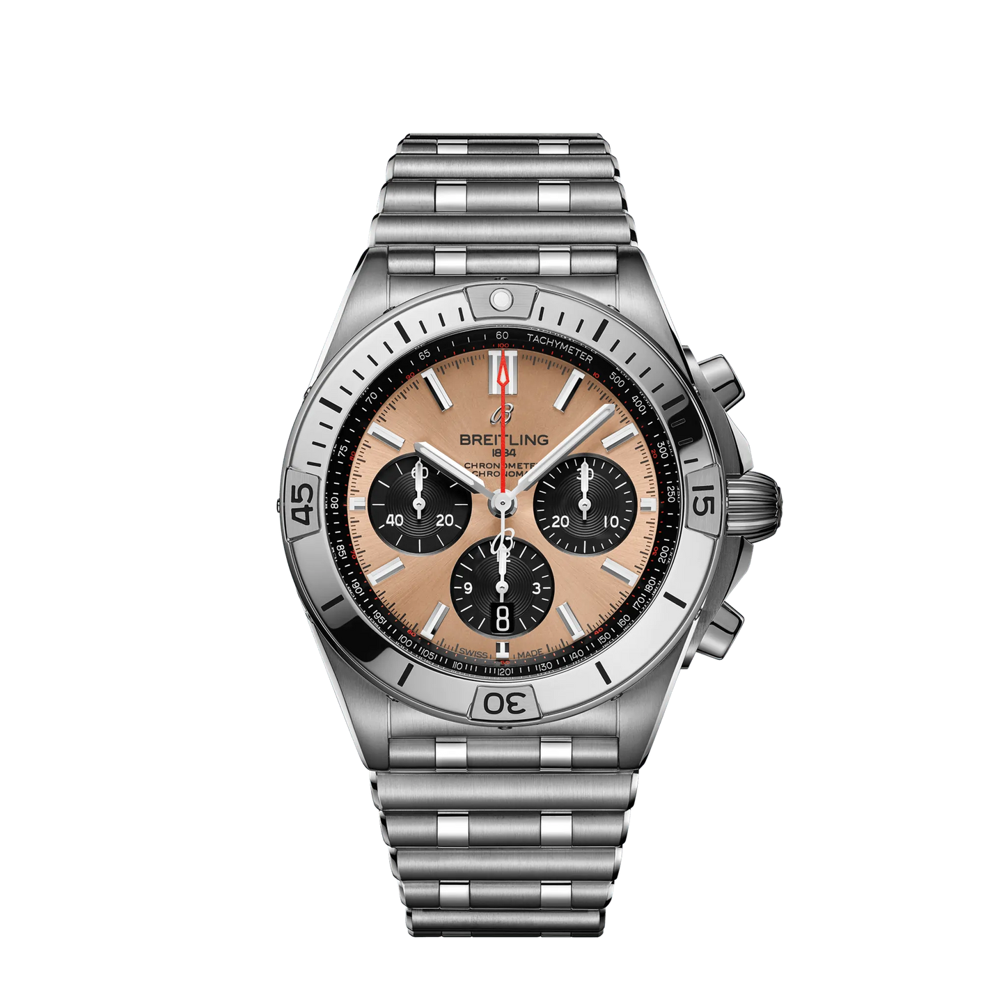 Breitling Chronomat B01 42 42.0 mm Copper and Black Dial Stainless Steel Metal Bracelet AB0134101K1A1