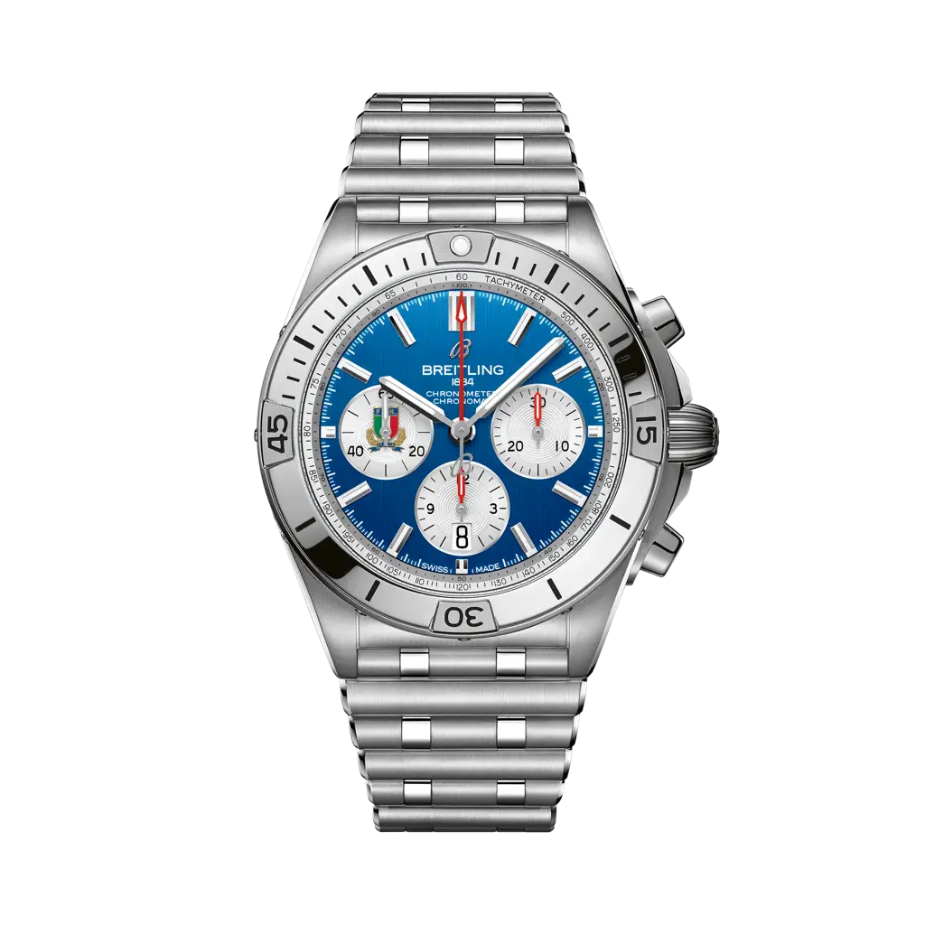 Breitling Chronomat B01 42 Six Nations Italy 42 mm Blue Dial Stainless Steel Bracelet AB0134A41C1A1