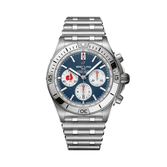 Breitling Chronomat B01 42 Six Nations France 42 mm White and Blue Dial Stainless Steel Bracelet AB0134A81C1A1