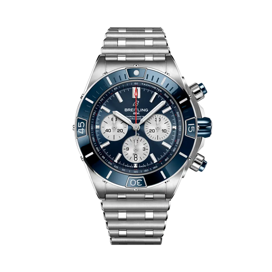 Breitling Super Chronomat B01 44 44 mm Blue Dial Stainless Steel Bracelet AB0136161C1A1