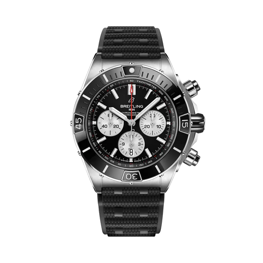 Breitling Super Chronomat B01 44 44 mm Black Dial Stainless Steel Black Rubber Strap AB0136251B1S1