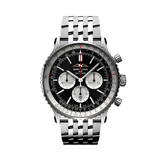 Breitling Navitimer B01 Chronograph 46 mm Black And White Dial Stainless Steel Bracelet AB0137211B1A1