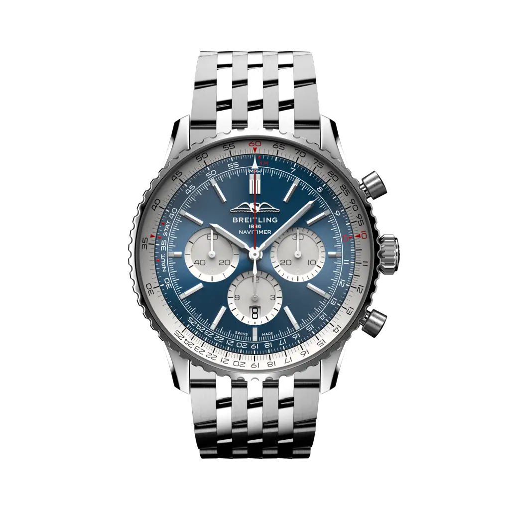 Breitling Navitimer B01 Chronograph 46 mm White And Blue Dial Stainless Steel Bracelet AB0137211C1A1