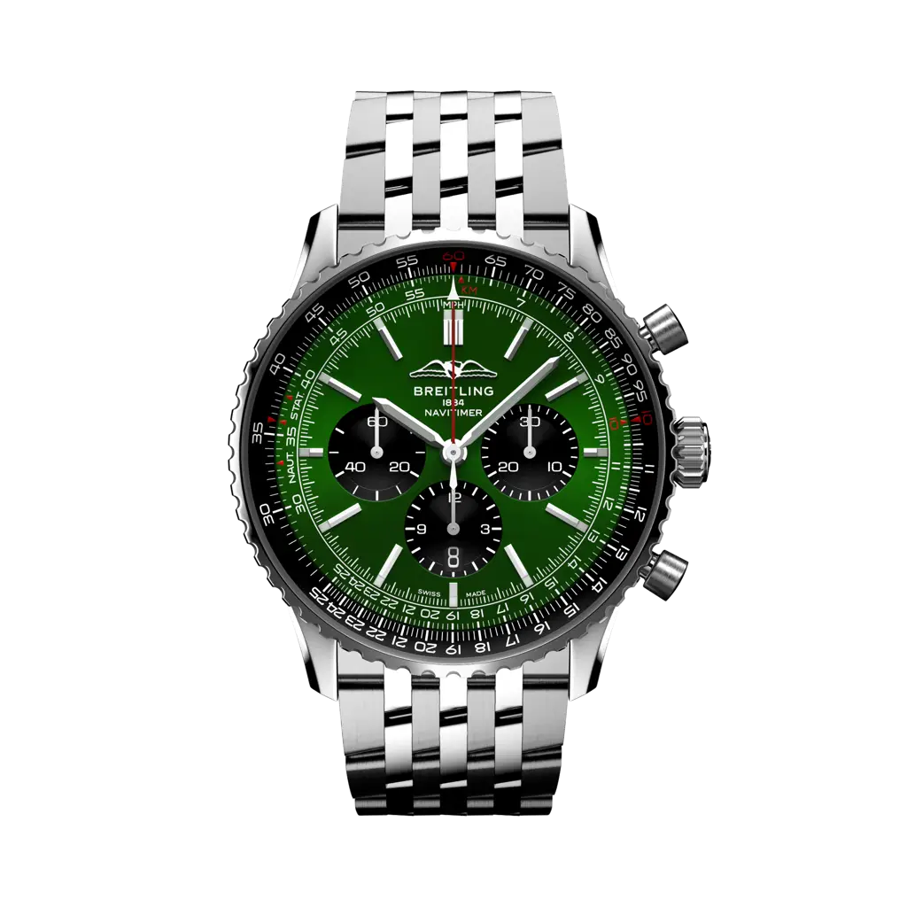 Breitling Navitimer B01 Chronograph 46 mm Black And Green Dial Stainless Steel Bracelet AB0137241L1A1