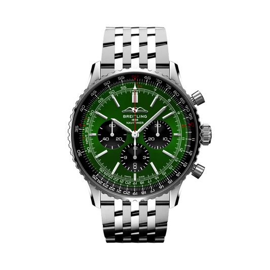 Breitling Navitimer B01 Chronograph 46 mm Black And Green Dial Stainless Steel Bracelet AB0137241L1A1