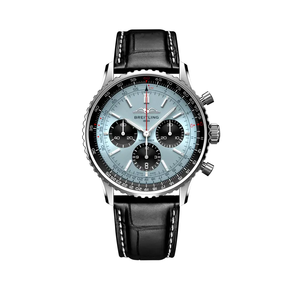 Breitling Navitimer B01 Chronograph 43 mm Black And Ocean Dial Stainless Steel Alligator Leather Strap AB0138241C1P1