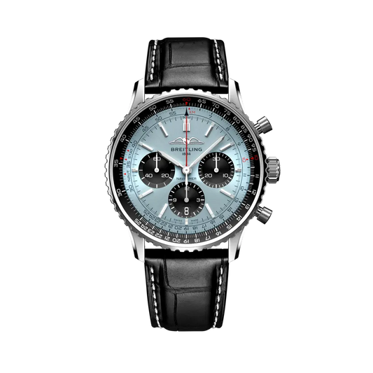 Breitling Navitimer B01 Chronograph 43 mm Black And Ocean Dial Stainless Steel Alligator Leather Strap AB0138241C1P1