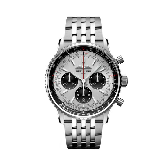 Breitling Navitimer B01 Chronograph 43 mm Black And White Dial Stainless Steel Bracelet AB0138241G1A1