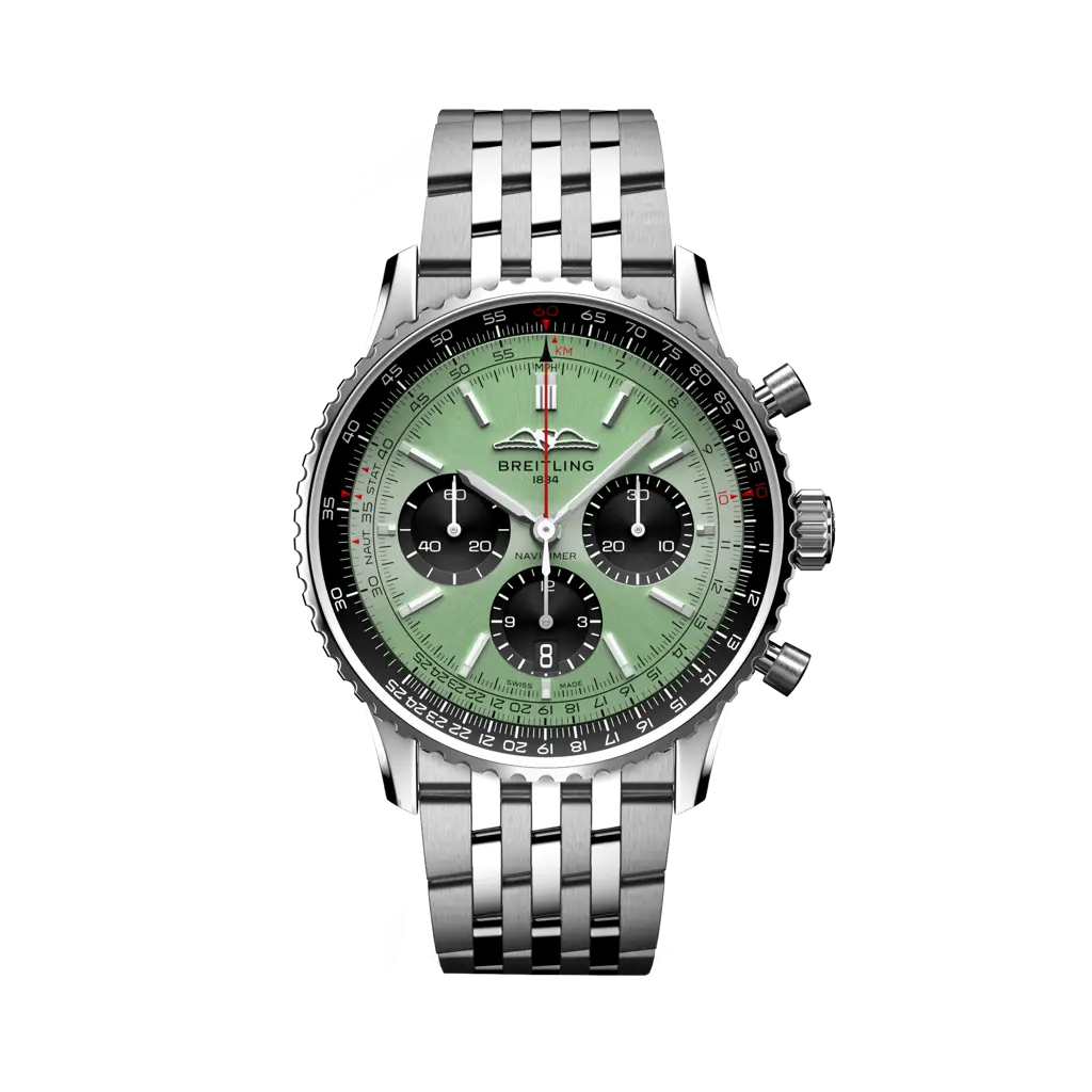 Breitling Navitimer B01 Chronograph 43 mm Black And Olive Green Dial Stainless Steel Bracelet AB0138241L1A1