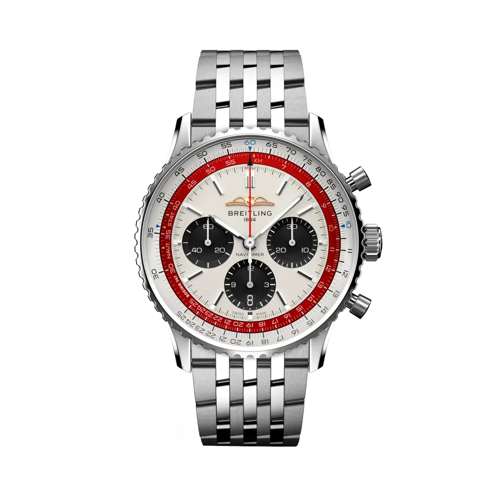 Breitling Navitimer B01 Chronograph 43 Boeing 747 43 mm White With Black Dial Stainless Steel Bracelet AB01383B1G1A1