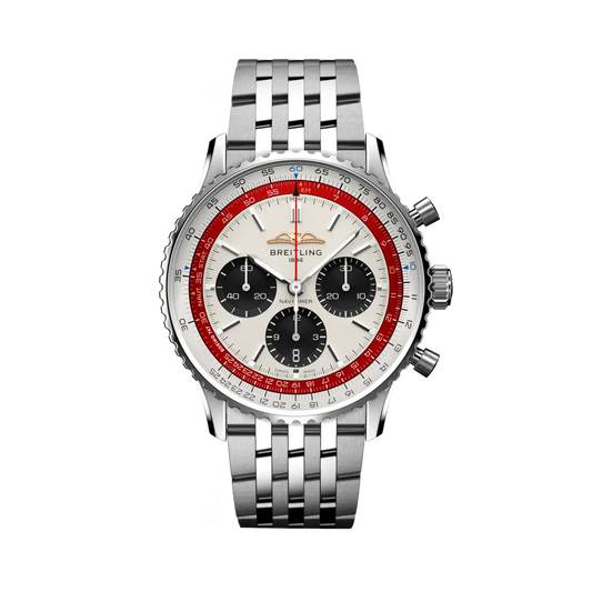 Breitling Navitimer B01 Chronograph 43 Boeing 747 43 mm White With Black Dial Stainless Steel Bracelet AB01383B1G1A1