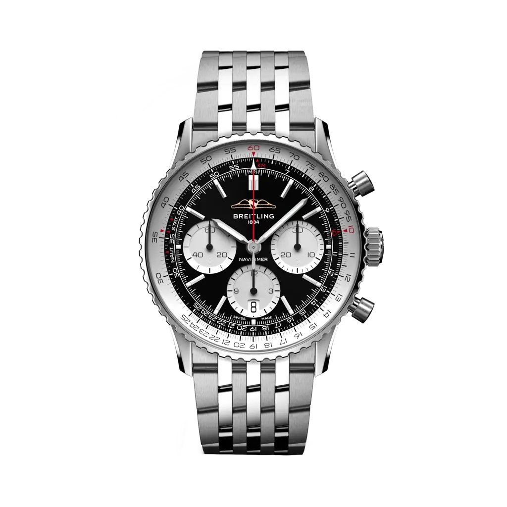 Breitling Navitimer B01 Chronograph 41 mm White With Black Dial Stainless Steel Bracelet AB0139211B1A1