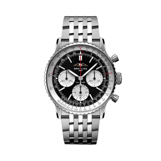 Breitling Navitimer B01 Chronograph 41 mm White With Black Dial Stainless Steel Bracelet AB0139211B1A1