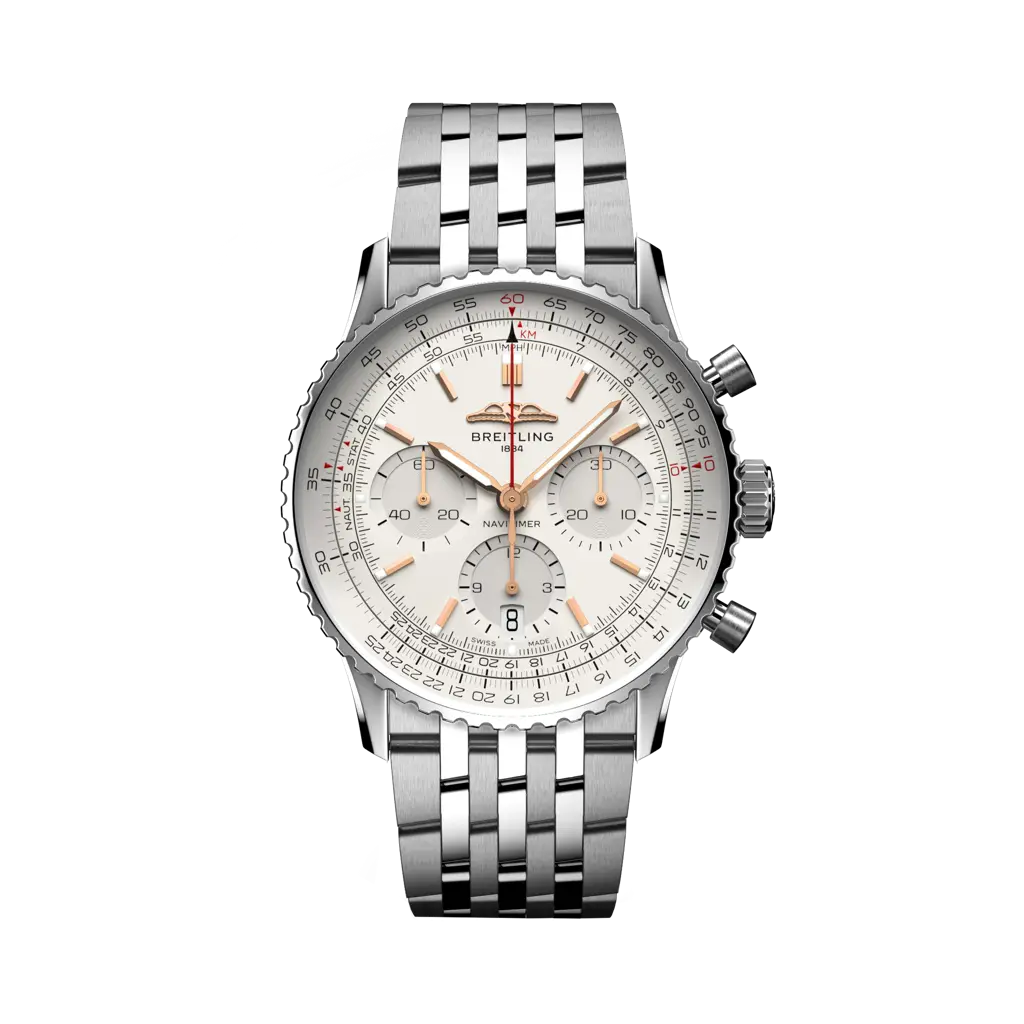 Breitling Navitimer B01 Chronograph 41 mm White Dial Stainless Steel Bracelet AB0139211G1A1