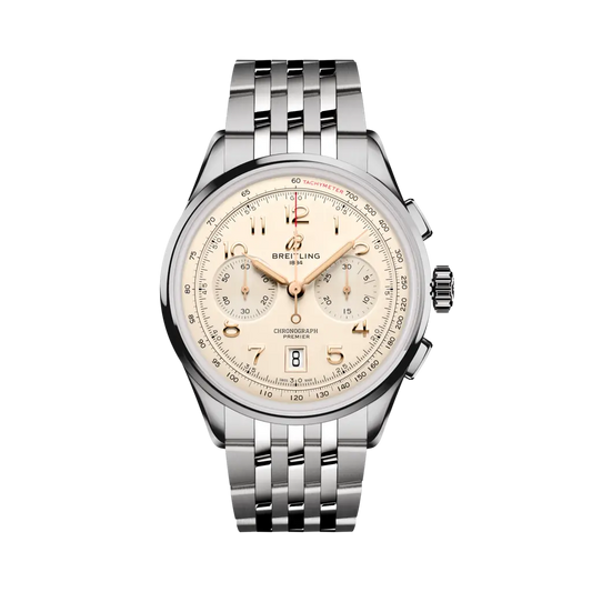 Breitling Premier B01 Chronograph 42 mm White Dial Stainless Steel Metal Bracelet AB0145211G1A1