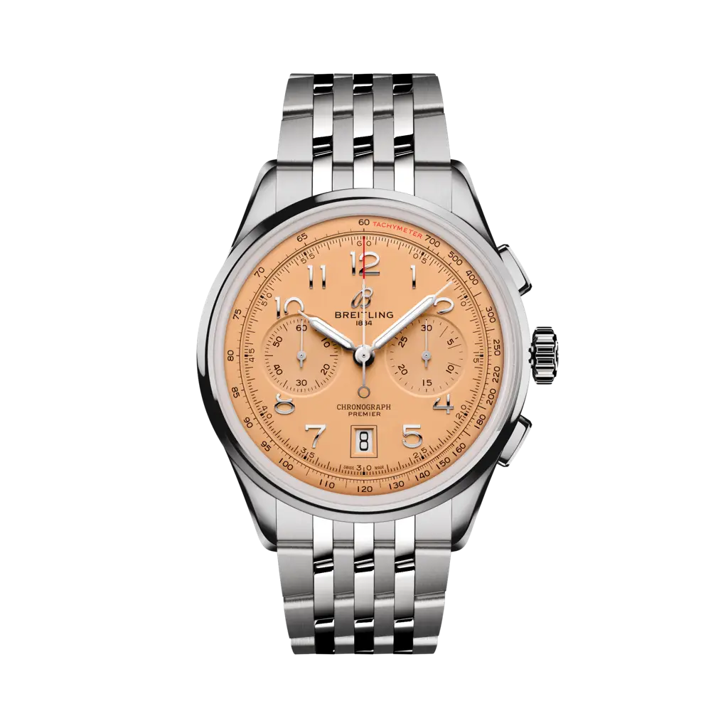 Breitling Premier B01 Chronograph 42 mm Rose-colour Dial Stainless Steel Stainless Steel Metal Bracelet AB0145331K1A1