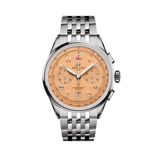 Breitling Premier B01 Chronograph 42 mm Rose-colour Dial Stainless Steel Stainless Steel Metal Bracelet AB0145331K1A1