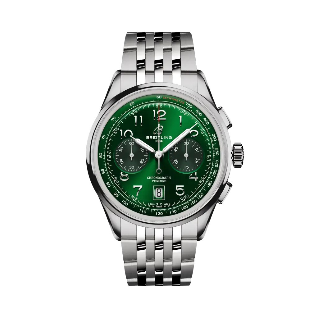 Breitling Premier B01 Chronograph 42 mm Green Dial Stainless Steel Stainless Steel Metal Bracelet AB0145371L1A1