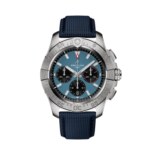 Breitling Avenger B01 Chronograph 44 mm Black And Blue Dial Stainless Steel Calfskin Leather Strap AB0147101C1X1