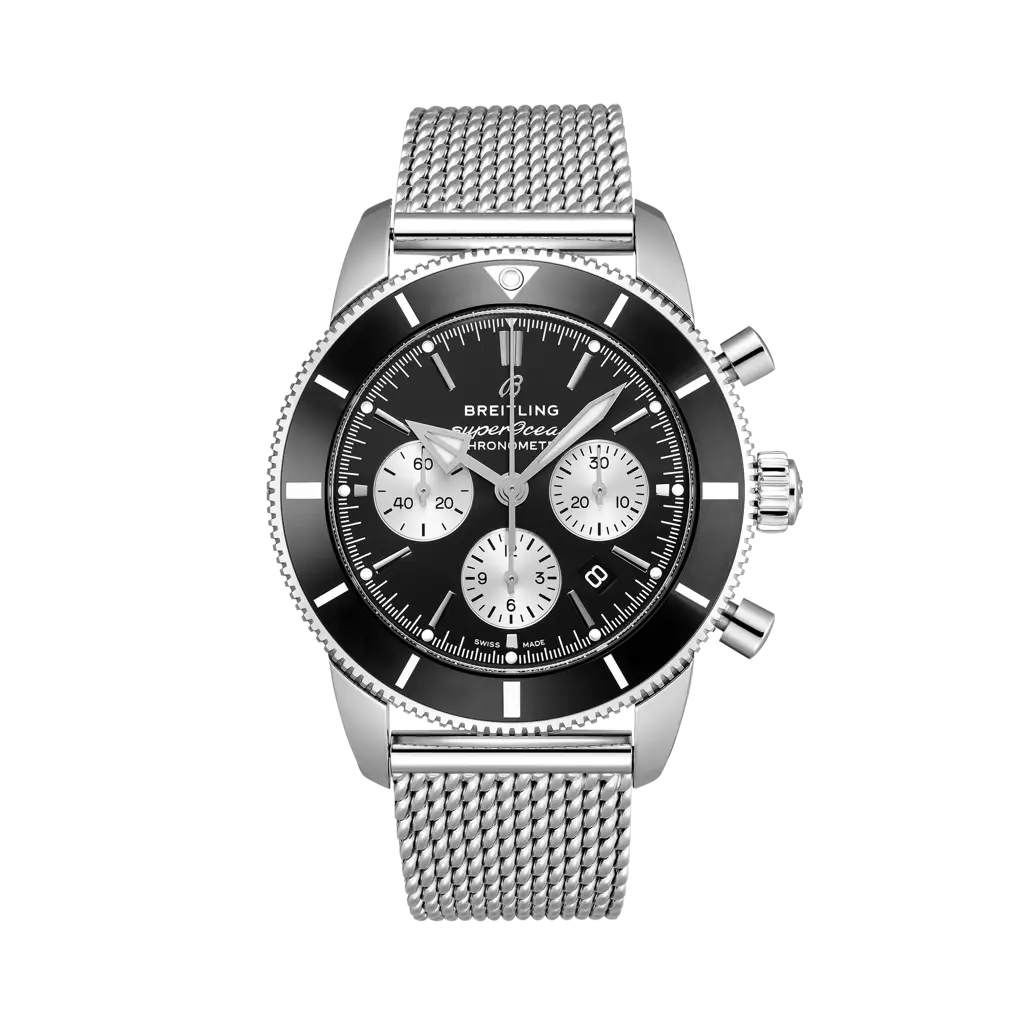 Breitling Superocean Heritage B01 Chronograph 44 mm Black And Silver Dial Stainless Steel Bracelet AB0162121B1A1