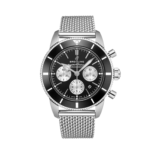 Breitling Superocean Heritage B01 Chronograph 44 mm Black And Silver Dial Stainless Steel Bracelet AB0162121B1A1