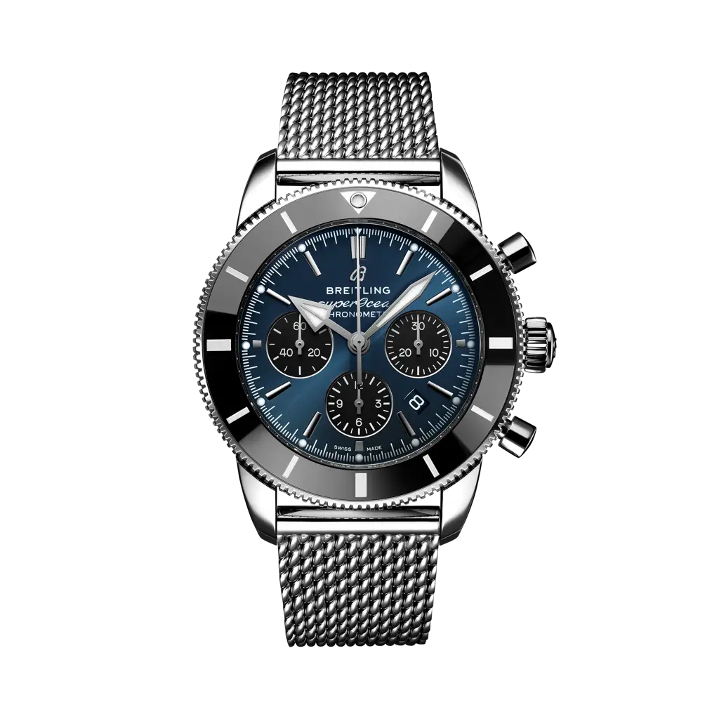 Breitling Superocean Heritage B01 Chronograph 44 mm Black And Blue Dial Stainless Steel Bracelet AB0162121C1A1