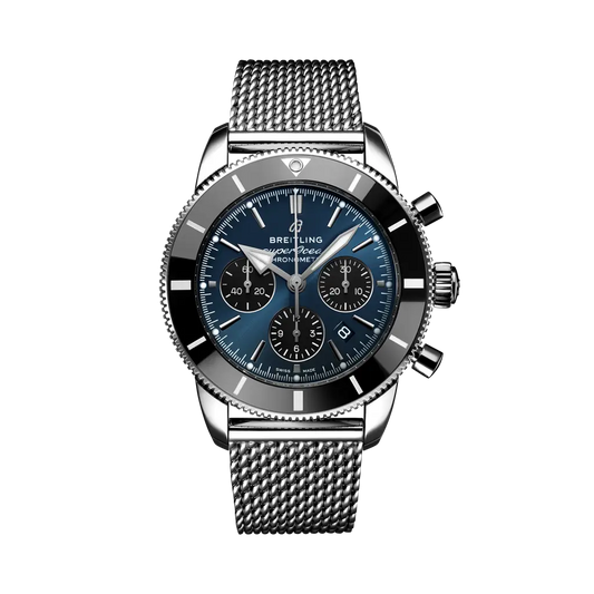 Breitling Superocean Heritage B01 Chronograph 44 mm Black And Blue Dial Stainless Steel Bracelet AB0162121C1A1