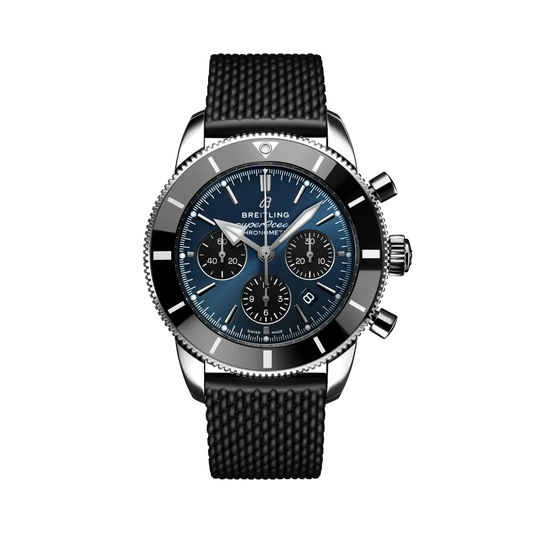 Breitling Superocean Heritage B01 Chronograph 44 mm Black And Blue Dial Stainless Steel Rubber Black Strap AB0162121C1S1