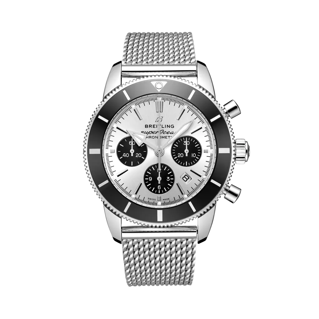 Breitling Superocean Heritage B01 Chronograph 44 mm Black And Silver Dial Stainless Steel Bracelet AB0162121G1A1