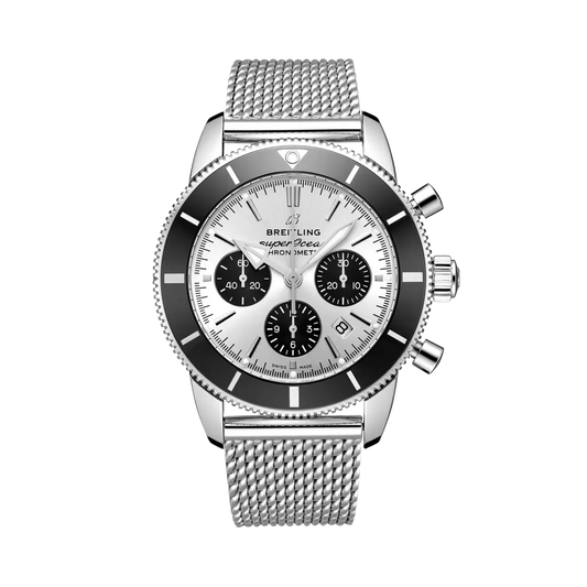 Breitling Superocean Heritage B01 Chronograph 44 mm Black And Silver Dial Stainless Steel Bracelet AB0162121G1A1