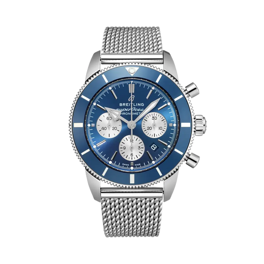 Breitling Superocean Heritage B01 Chronograph 44 mm Blue  And Silver Dial Stainless Steel Bracelet AB0162161C1A1