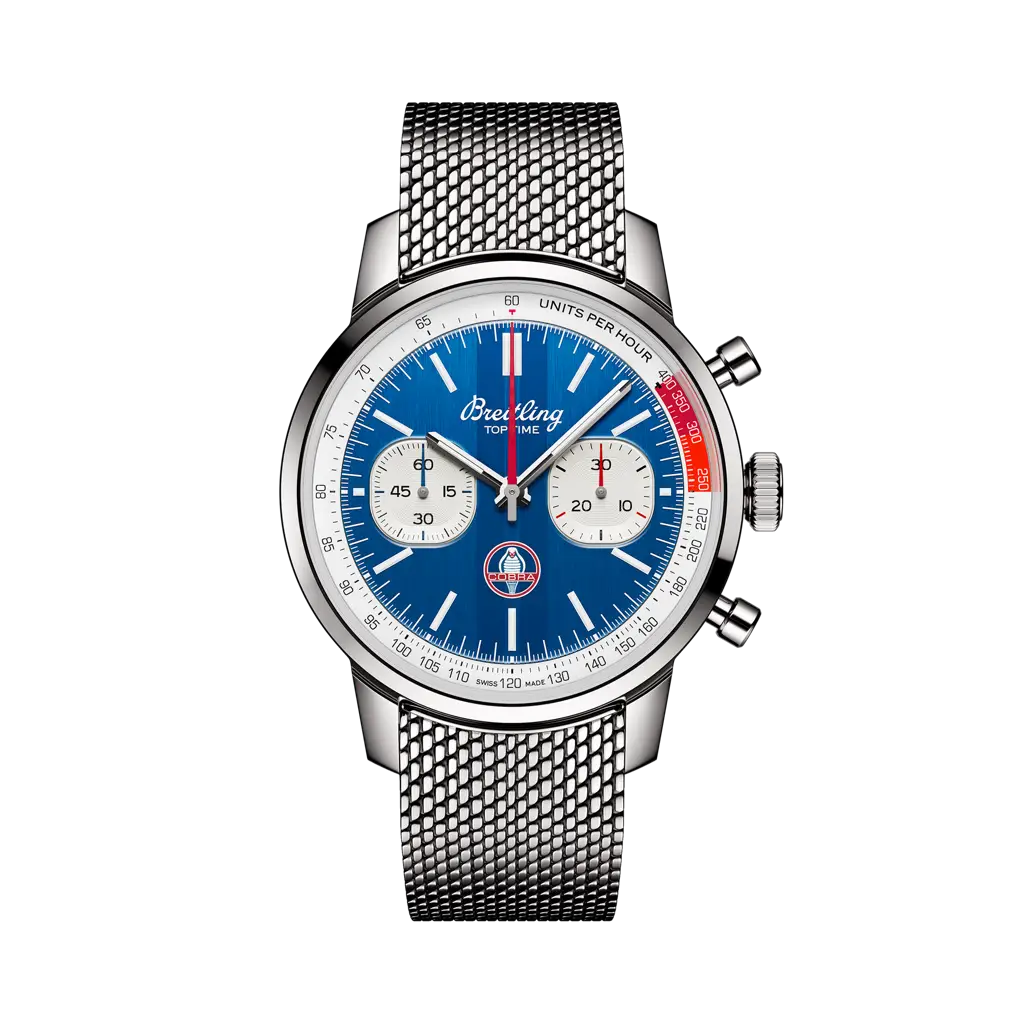 Breitling Top Time B01 Shelby Cobra 41 mm  White And Blue Dial Stainless Steel Bracelet AB01763A1C1A1