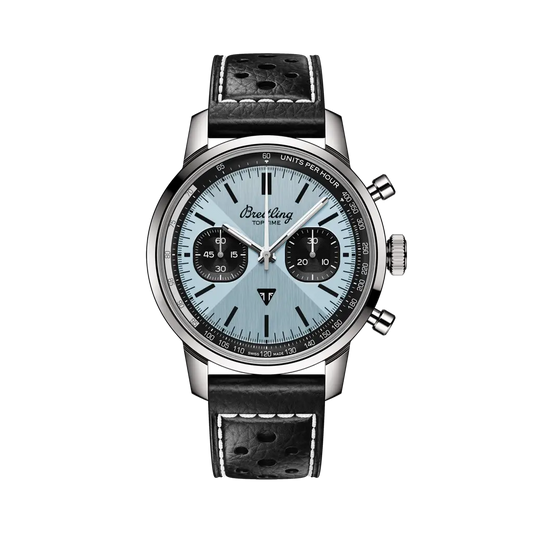 Breitling Top Time B01 Triumph 41 mm Black And Ice Blue Dial Stainless Steel Calfskin Leather Black Strap AB01764A1C1X1