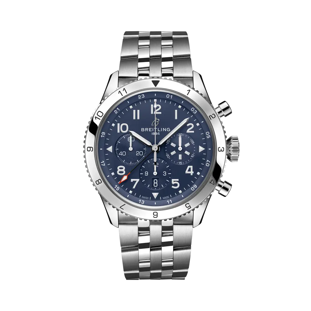 Breitling Super AVI B04 Chronograph GMT 46 Tribute to Vought F4U Corsair 46 mm Blue Dial Stainless Steel Bracelet AB04451A1C1A1