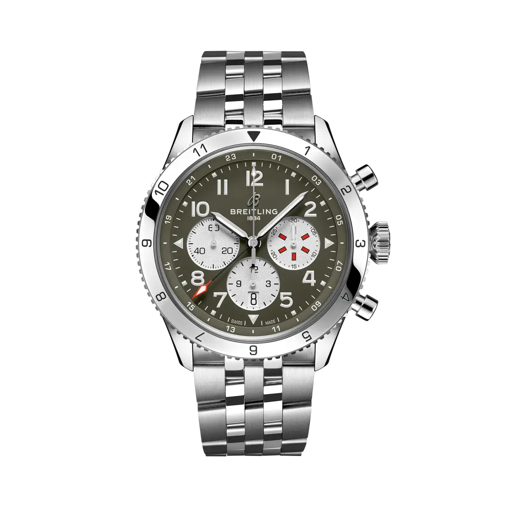 Breitling Super AVI B04 Chronograph GMT 46 Curtiss Warhawk 46 mm Brown Dial Stainless Steel Bracelet AB04452A1L1A1