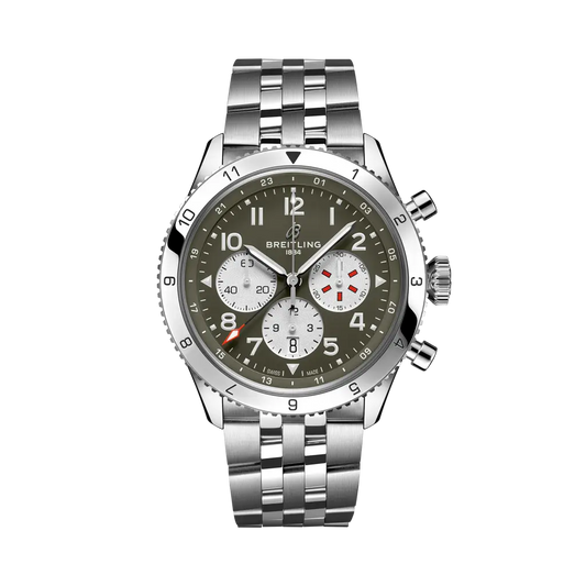 Breitling Super AVI B04 Chronograph GMT 46 Curtiss Warhawk 46 mm Brown Dial Stainless Steel Bracelet AB04452A1L1A1