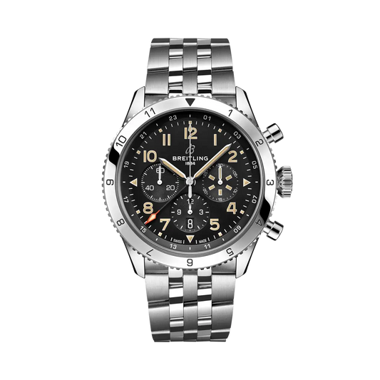 Breitling Super AVI B04 Chronograph GMT 46 P-51 Mustang 46 mm Black Dial Stainless Steel Bracelet AB04453A1B1A1