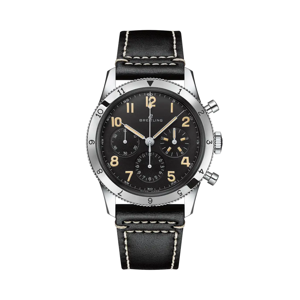 Breitling AVI Ref. 765 1953 Re-Edition 41 mm Black Dial Stainless Steel Calfskin Leather Strap AB0920131B1X1