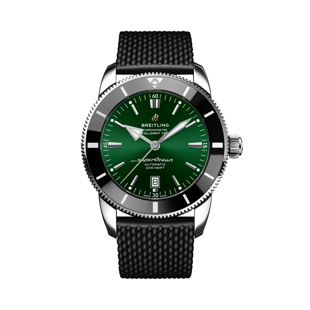 Breitling Superocean Heritage B20 Automatic 46 mm Green Dial Stainless Steel Rubber Black Strap AB2020121L1S1