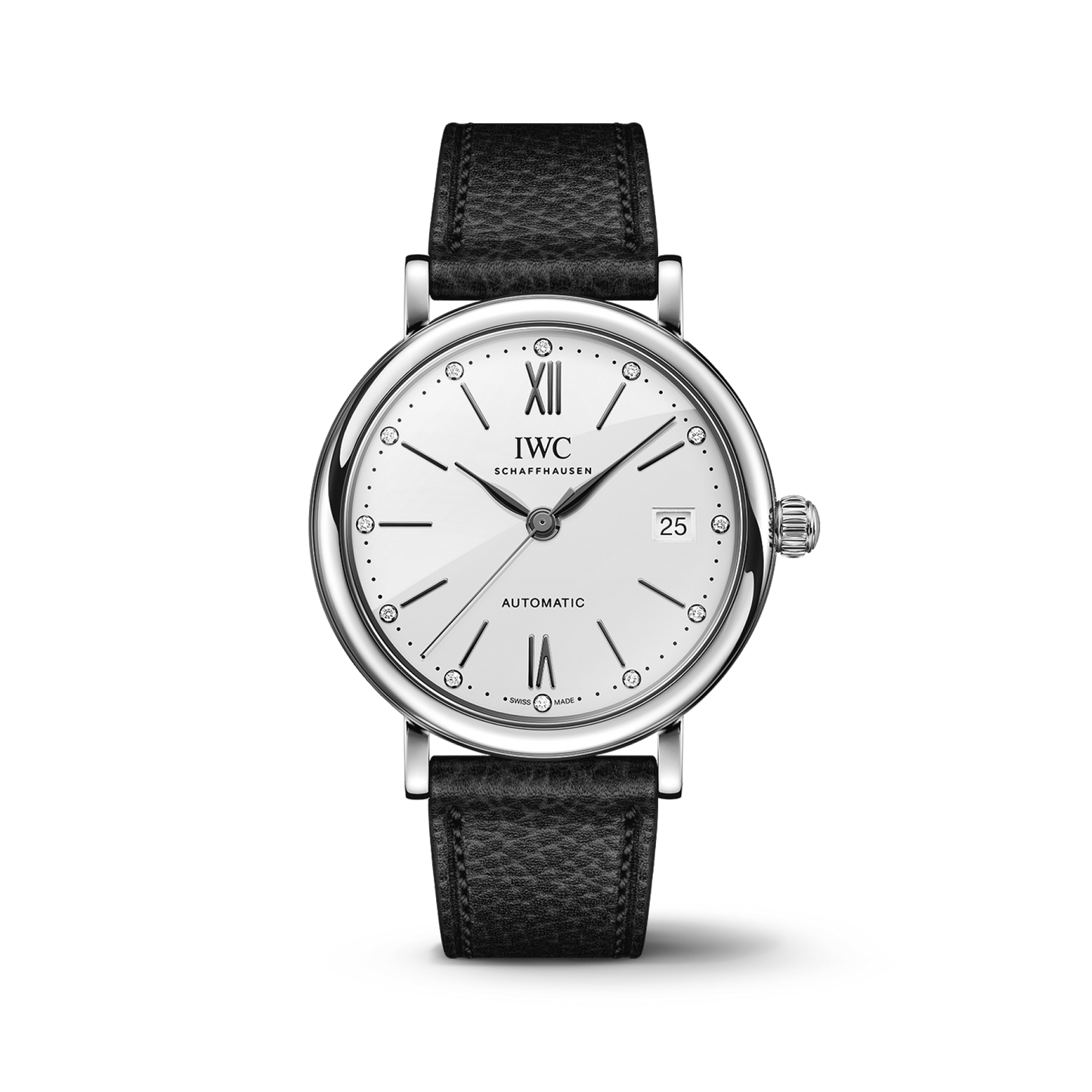 IWC Schaffhausen Portofino Automatic 37 mm White  Dial Stainless Steel Black Calfskin Strap IW458610