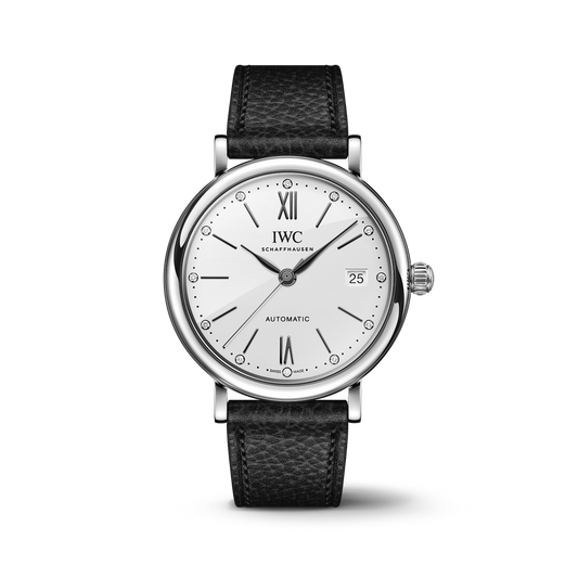 IWC Schaffhausen Portofino Automatic 37 mm White  Dial Stainless Steel Black Calfskin Strap IW458610